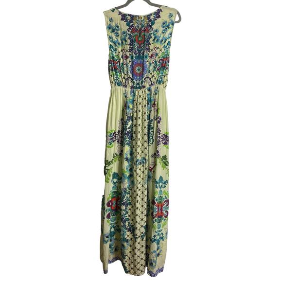 Anthro Hemant & Nandita Embroidered Canaria Maxi Boho Silk Floral Sleeveless XS - Picture 10 of 13